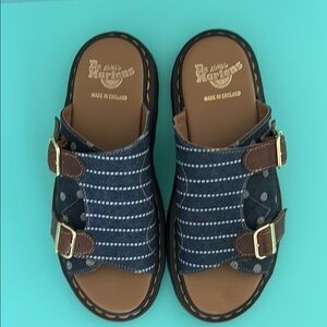 Dr. Martens Dayne Slides Blue Denim/Brown Leather